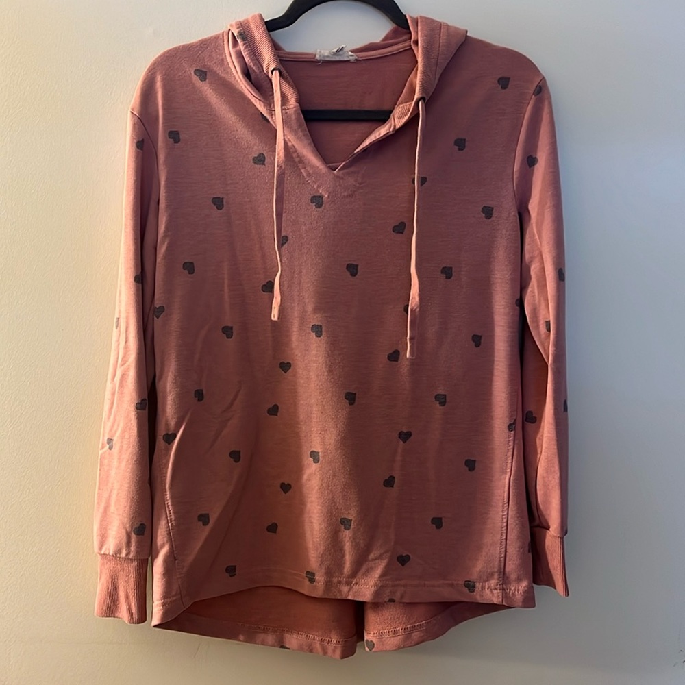 Heart Long Sleeve Shirt with Hood